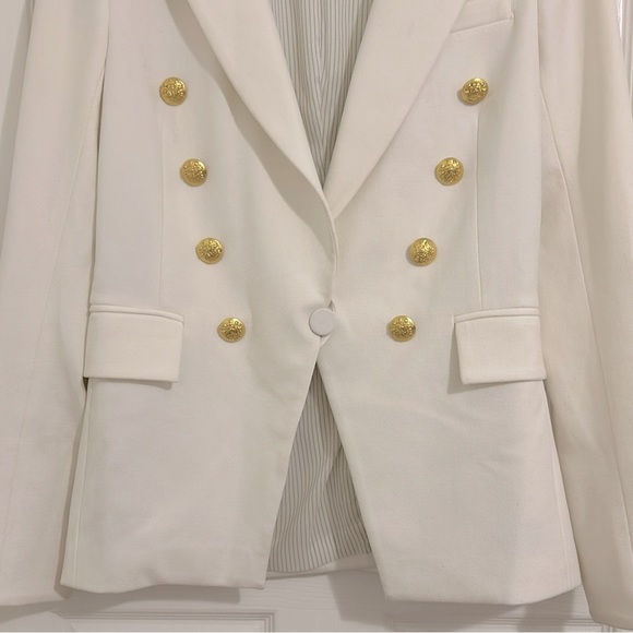 Veronica Beard White Jack Riding Jacket Dickey Gold Button Blazer Size 6 - Picture 7 of 16